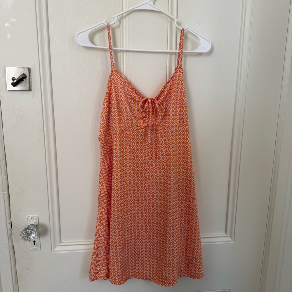 Hollister Orange Geometric Tie-Front Sundress